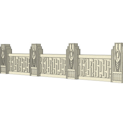 现代围墙护栏su模型