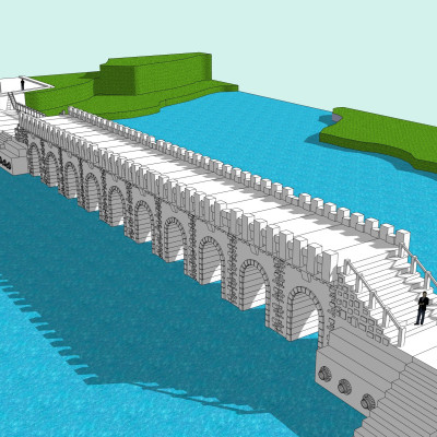 中式景观桥免费su模型