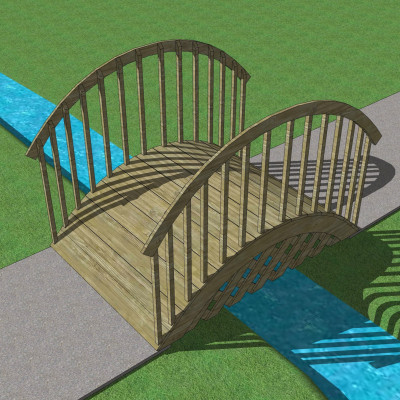 自然风木桥su模型