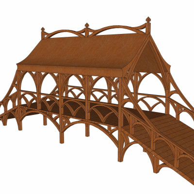 东南亚景观桥su模型