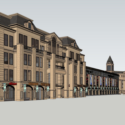 法式沿街商业建筑su模型
