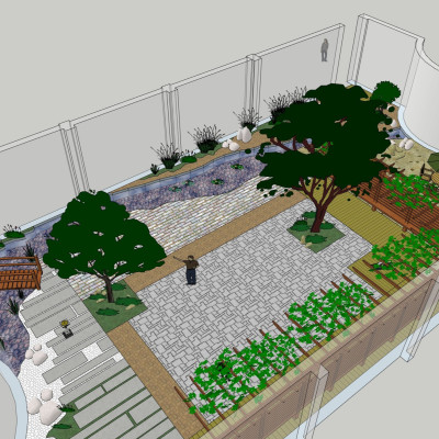 现代庭院景观su模型