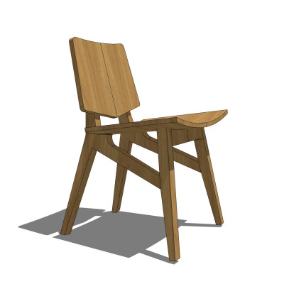 北欧实木单椅su模型