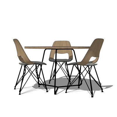 工业风餐桌椅su模型