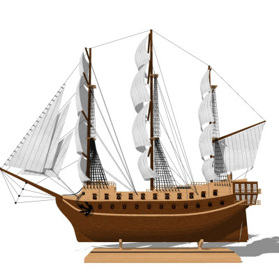 现代帆船摆件su模型