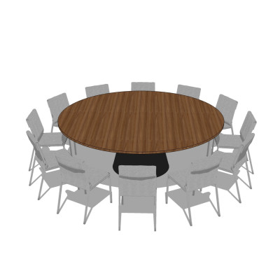 现代圆形宴会桌椅su模型