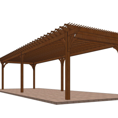 现代实木廊架su模型
