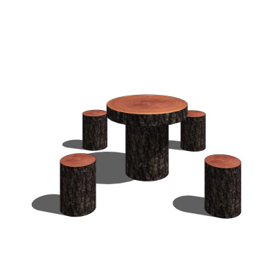 现代仿树纹休闲桌椅su模型
