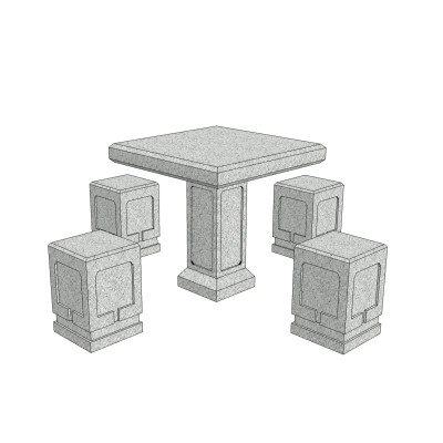中式石桌椅su模型