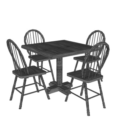美式餐桌椅su模型