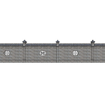 中式围墙免费su模型