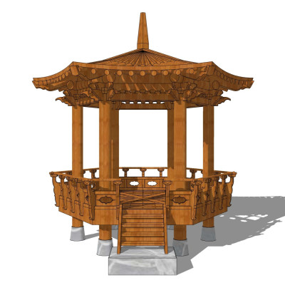 中式凉亭su模型