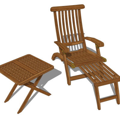 中式实木躺椅su模型