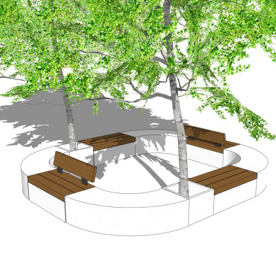 现代树池公用椅su模型