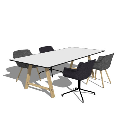 现代小型会议桌椅su模型
