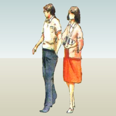 现代2d手绘人物组件su模型