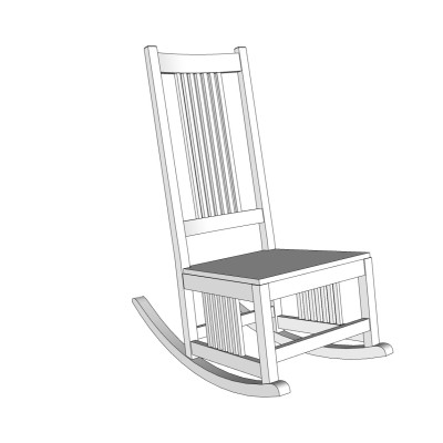 中式摇椅su模型