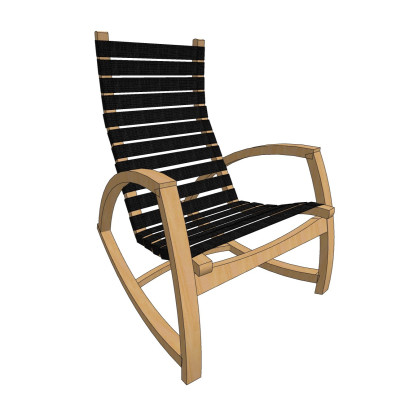 中式实木摇椅su模型
