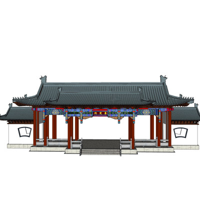 中式建筑门头su模型