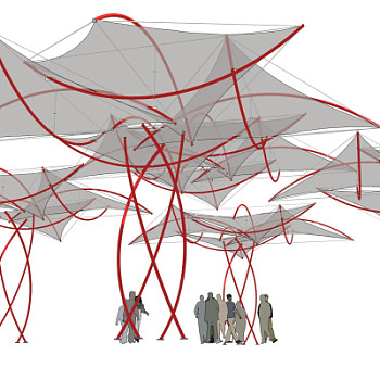 现代张拉膜雨棚su模型