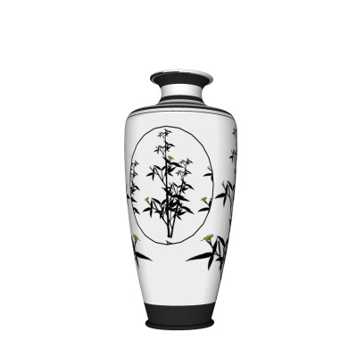 中式竹子陶瓷花瓶su模型