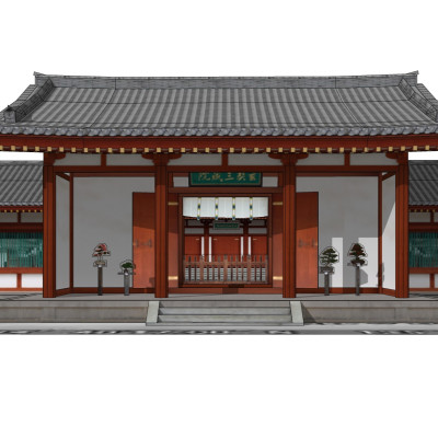 中式寺院su模型