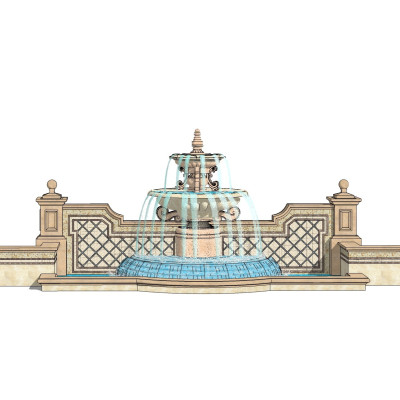 欧式景观喷泉su模型