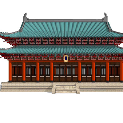 中式古建殿宇su模型