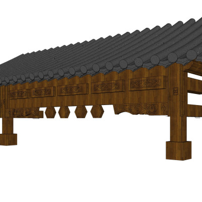 中式房檐构件su模型