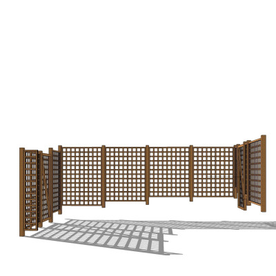 中式木质护栏su模型