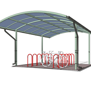 现代自行车棚su模型