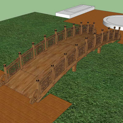 中式木桥su模型