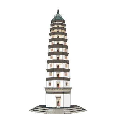 中式藏经塔su模型
