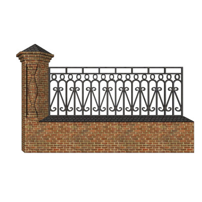 欧式围墙铁艺围栏su模型