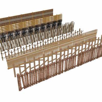 自然风竹木栏杆su模型