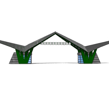 现代门头门面su模型