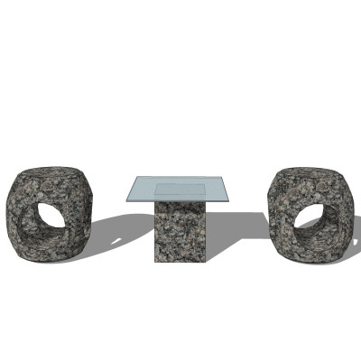 现代花岗岩休闲桌椅su模型