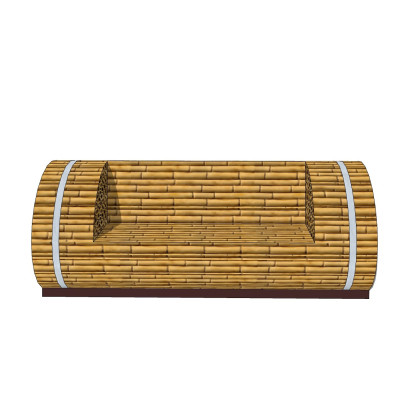 现代竹编户外长椅su模型