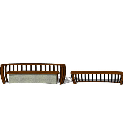 中式实木长椅su模型