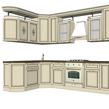 欧式橱柜su模型