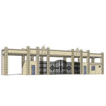 新古典小区门头su模型