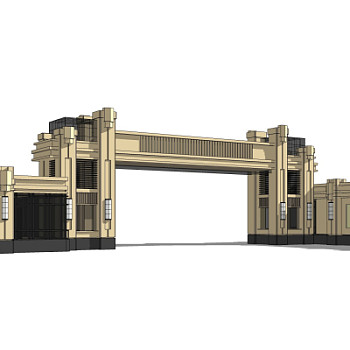 新古典小区门头su模型