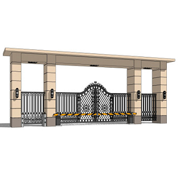 新古典小区门头su模型