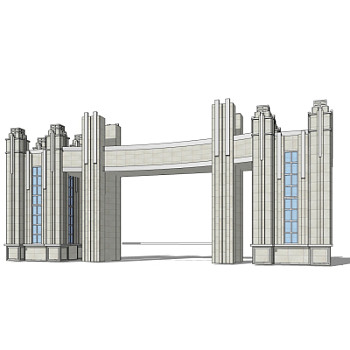 新古典小区门头su模型