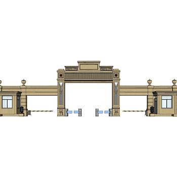 新古典小区门头su模型