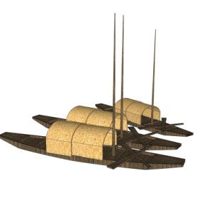 中式渔船su模型
