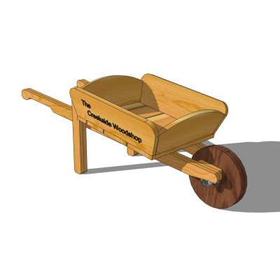 中式实木单轮推车su模型