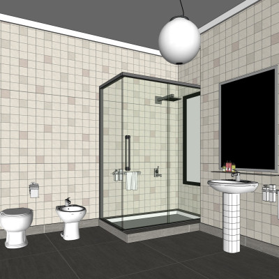 现代浴室卫生间su模型