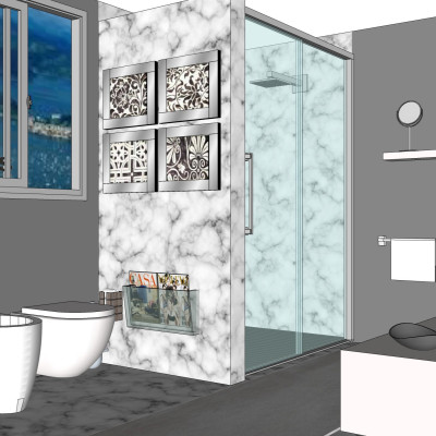 现代浴室卫生间su模型