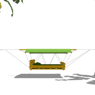 现代竹制吊床su模型
